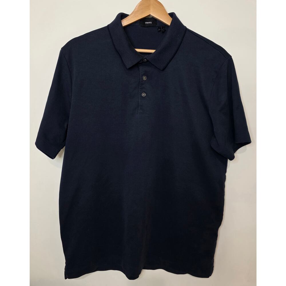 Theory Women's Navy Blue Modern Minimalist Polo Shirt Size Large